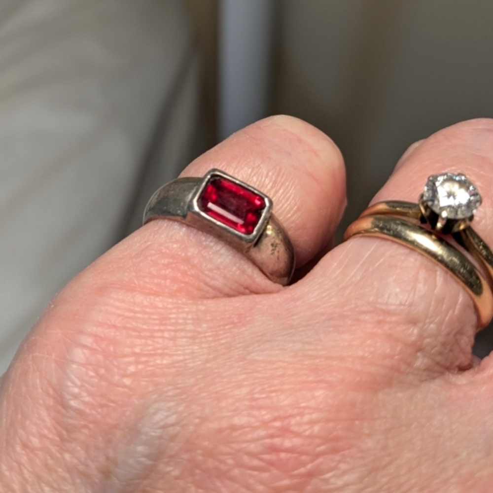 Vintage Elegance Ruby Sterling 925 Silver Ring. E… - image 2